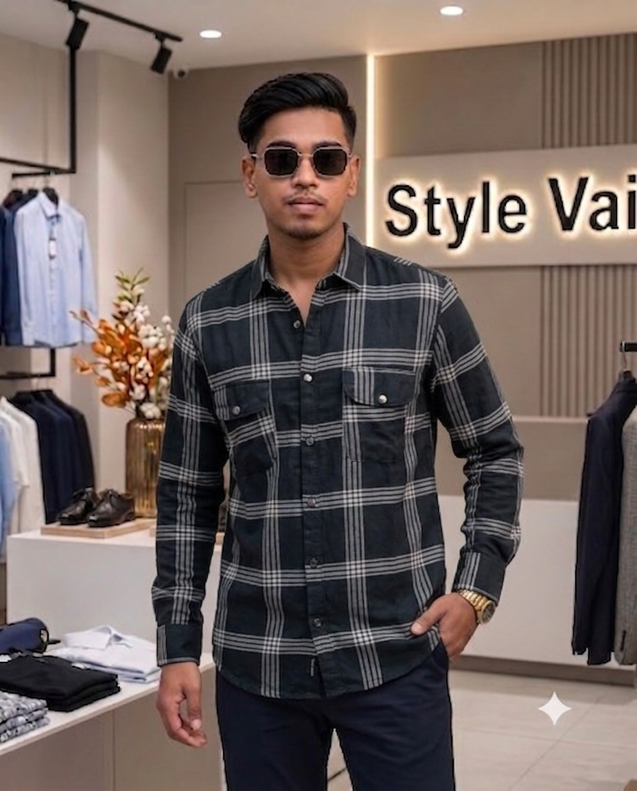 2 poket check shirt