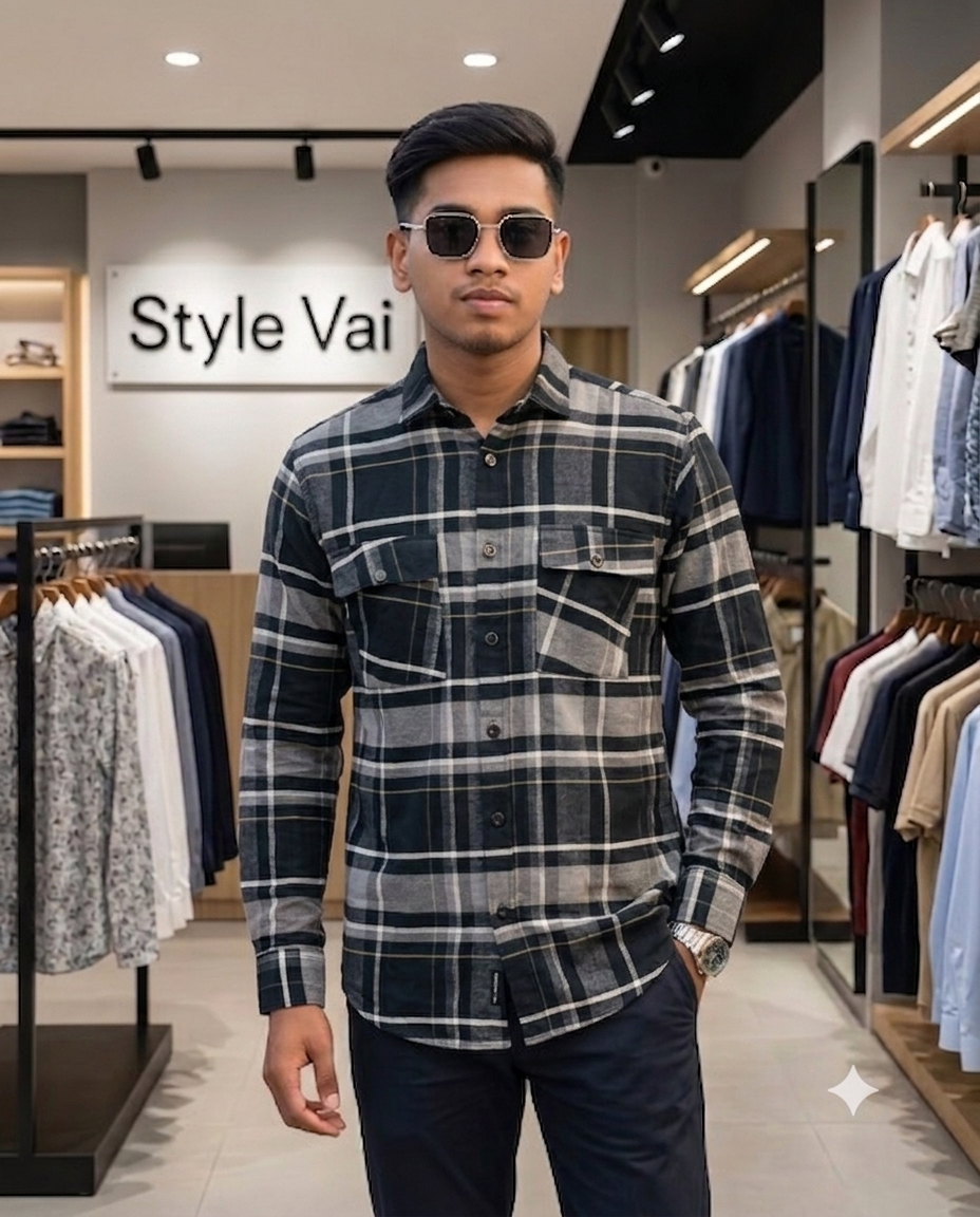 2 poket check shirt