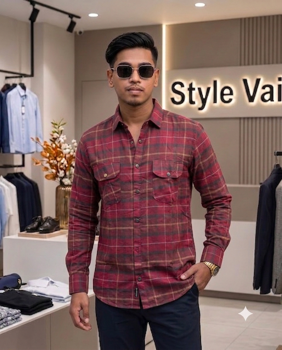 2 poket check shirt